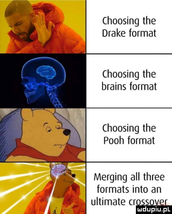 choosing tee drake format choosing tee brains format choosing tee pooh format. merging all three r    formats iato an ultimate cr s var a aby