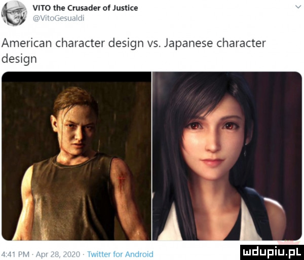 vito tee crusader of justine american charakter design vs. japanese charakter design