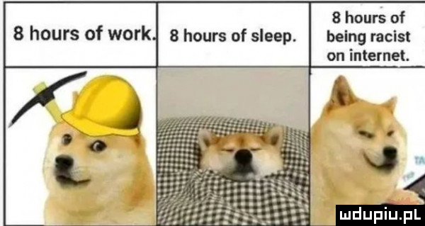 hours of being racist on internet.   hours of werk   hours of sleep