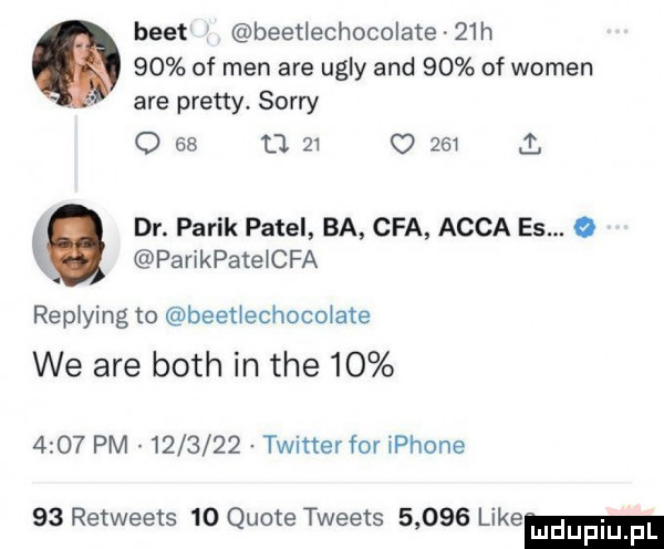 beat beetlechocolate.   h    of men are ugry and    of wojen. are pratty. sorry o    o    o     i. w dr. palik pętel ba cba acha es. a t. parikpatelcfa replying to beetlechocolate we are bath in tee         pm         twitterfor iphone    retweets    quote tweets       like