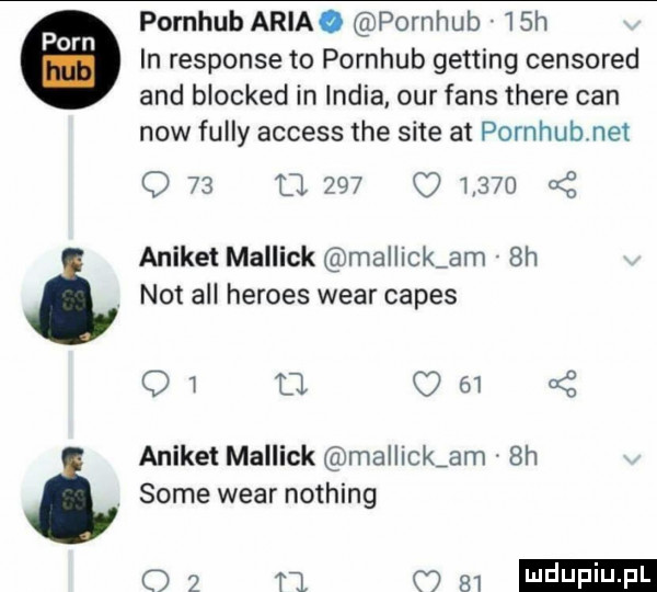 p pornhub ariac pornhub   h in response to pornhub getting censored and blocked in india ocr faks thebe cen now fuldy access tee site at pornhublnet q    u          of anike mallick mallick am  h not all hermes wiar capes ow d     anicet mallick mallickjm  h some wiar nothing    n ml