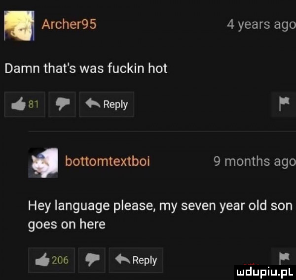 archer     yeats ago damn trat s was fuckin hot    repry f. bottomtextboi   months ago hey language please my selen year ocd son goes on here i       repry f mfﬁpiupl
