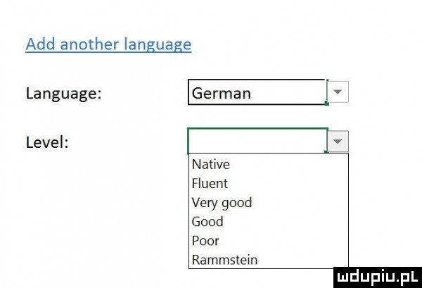 agd another language language level german l native fluent vary geod geod psor rammstein