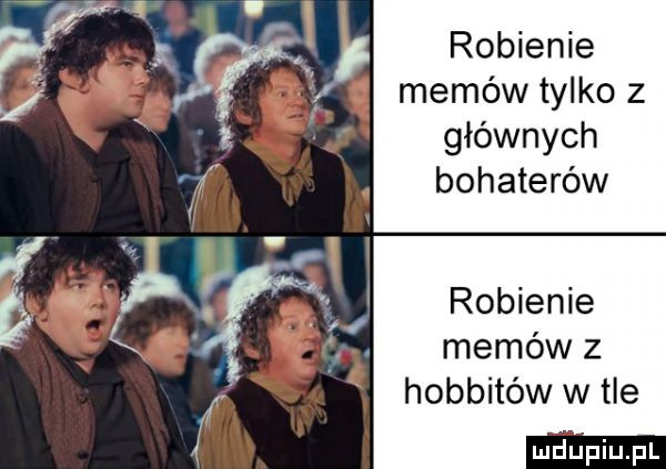 robienie memów tylko z głównych bohaterów robienie memów z hobbitów w tle