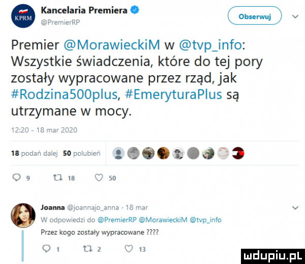 premier morawieckim w tvp info wszystkie świadczenia które do tej pory zostały wypracowane przez rząd jak rodzinasoopius emeryturapius są utrzymane w mocy. m fu ilacdanuae somme              gis     jon n. w i p     ago zastały wypramwane zm pmmmw mmamadam tvngm u w dz