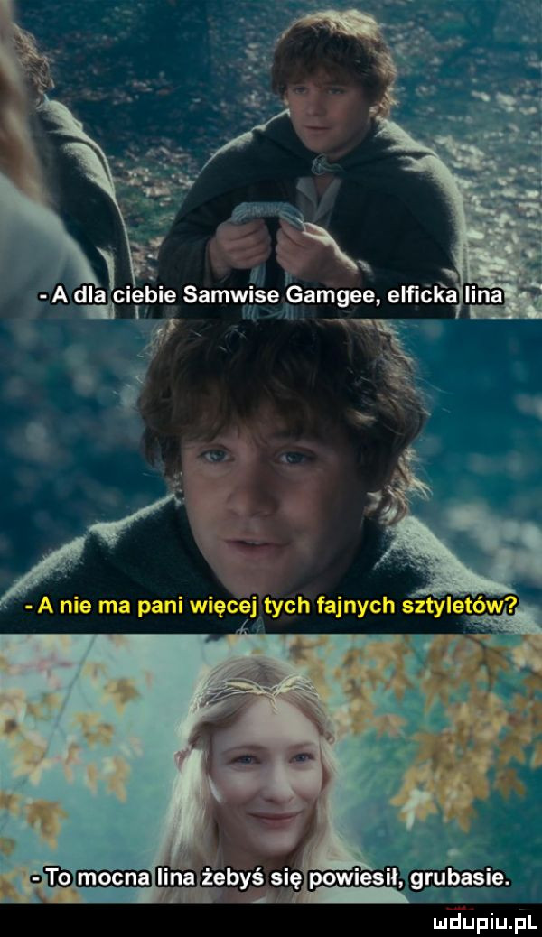 w. a dla ciebie samwise gamgee elﬁcka lana l v r l w wg   x mmm lina tebyisig rab é