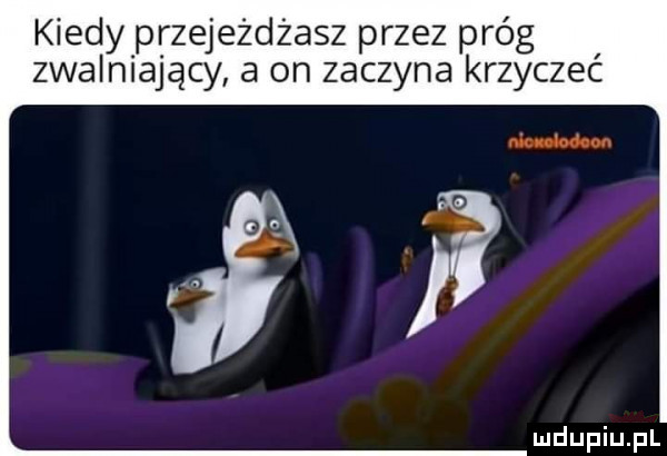 kiedy przejeżdżasz przez próg zwalniający a on zaczyna krzyczeć