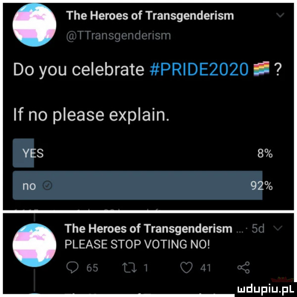 tee hermes of transgenderism do y-u celebrate pride     i if no please explain. vhs no tee hermes of transgenderism please stop voting no