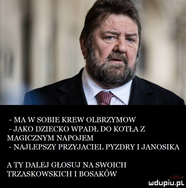 mew sobie krew olbrzymow jako dziecko wpadł do kotła z magicznym napoj em najlepszy przyjaciel pyzdry i janosika a ty dalej głosuj na swoich trzaskowskich i bosakow