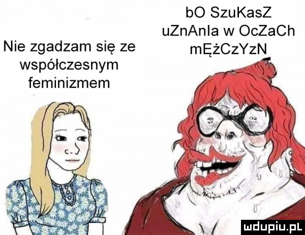 bo szukasz uznania w oczach nie zgadzam się ze mężczyzn współczesnym feminizmem