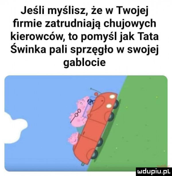 jeśli myślisz źe w twojej firmie zatrudniają chujowych kierowców to pomyśl jak tata świnka pali sprzęgło w swojej gablocie