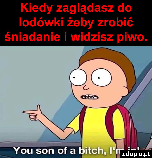 kiedy zaglądasz do lodówki żeby zrobić śniadanie i widzisz piwo. v y-u san of a. u jul