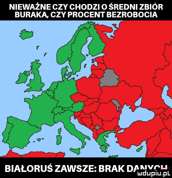 nieważne czy chodzi   średni zbiór buraka czy procent bezrobocia białoruś zawsze brak dan e łęęl