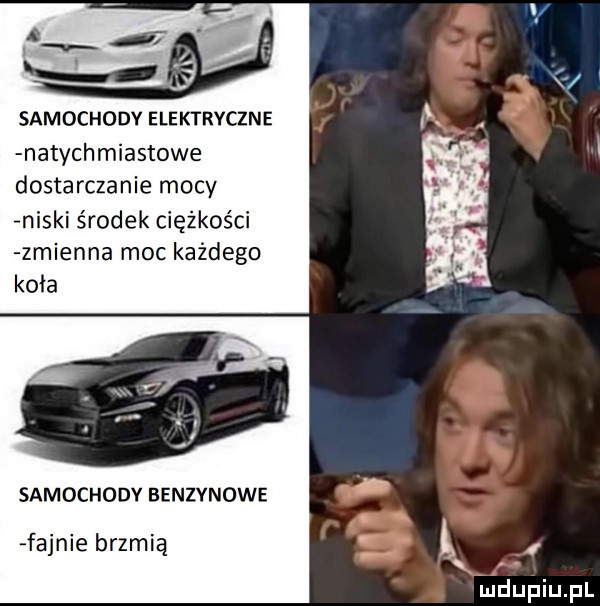 samochody elektryczne natychmiastowe dostarczanie mocy niski s radek ciężkości zmienna moc każdego koła samochody benzynowe fajnie brzmią l i