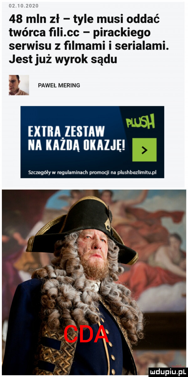 mln zł tyle musi oddać twórca f ii cc pirackiego serwisu z filmami i serialami. jestjuż wyrok sądu l pawel mereng ellillllleslaw na kazda illlalje chmególyw regulimlnich pmmoqi na plushbelllmlmpl