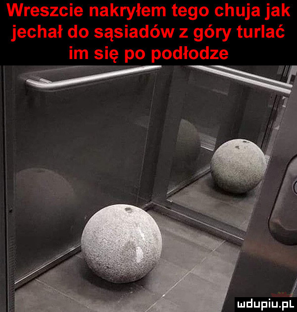 wreszcie nakryłem tego chuja jak jechał do sąsiadów z góry turlać im się po podłodze