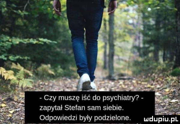 abakankami czy muszę iść do psychiatry zapytai stefan sam siebie. od wcedzi były podzielone. mduplu pl