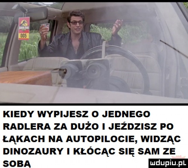 kiedy wypijesz o jednego radlera za dużo i jeździsz po łąkach na autopilocie widząc dinozaury i kłócąc się sam ze soba