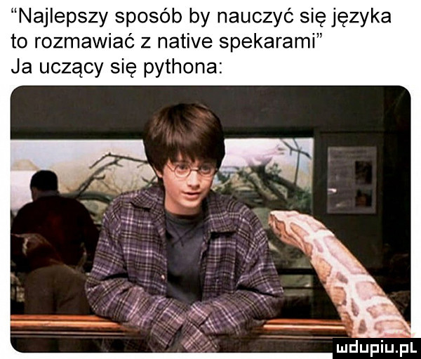 najlepszy sposób by nauczyć się języka to rozmawiać z native spektrami ja uczący się pythona. x