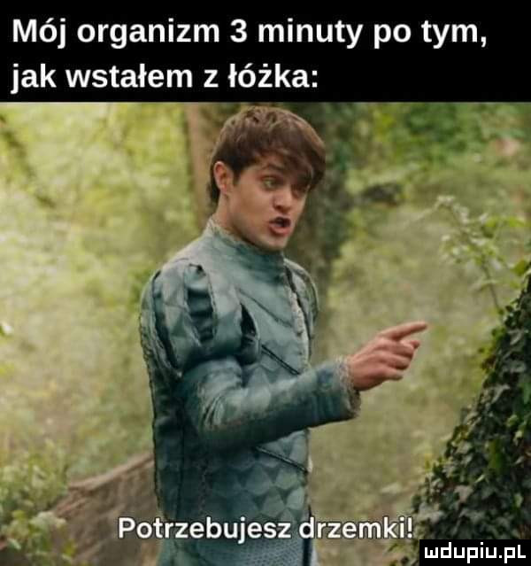 mój organizm   minuty po tym jak wstałem z łóżka