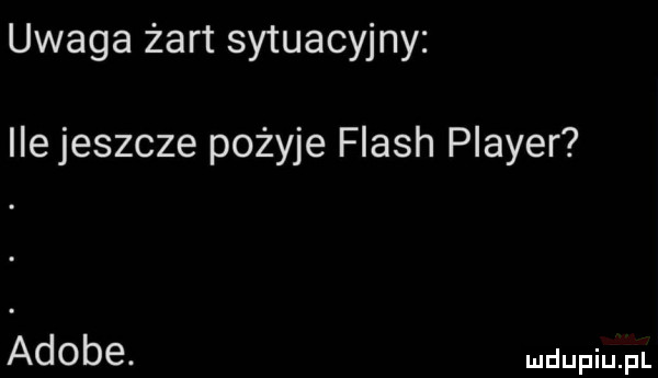 uwaga żart sytuacyjny ilejeszcze pożyje flash plaser adobe