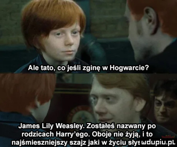 ale tato co jeśli zginę w hogwarcie vw w k k james lily weasley. zostąieś nazwany po rodzicach harry ego. oboje nie żyją i to najśmieszniejszy sza jaki w życiu say