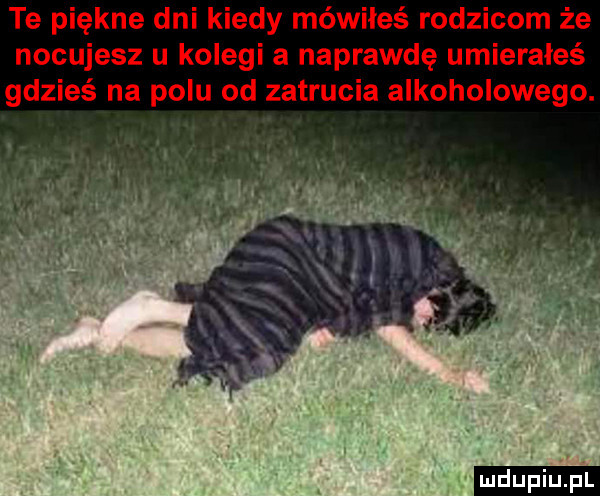 te piękne dni kiedy mówiłeś rodzicom że nocujesz u kolegi a naprawdę umierałeś gdzieś na polu od zatrucia alkoholowego