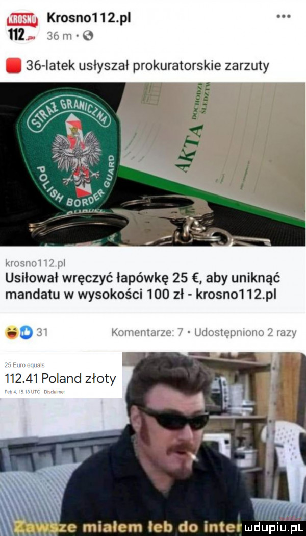 krosno    p     e    iatek usłyszał prokuratorskie zarzuty usiłował wręczyć łapówkę    aby uniknąć mandatu w wysokości     zł krosn     pl        poland złoty