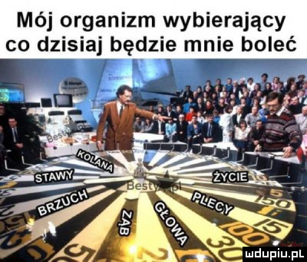 mój organizm wybierający co dzisiaj będzie mnie boleć