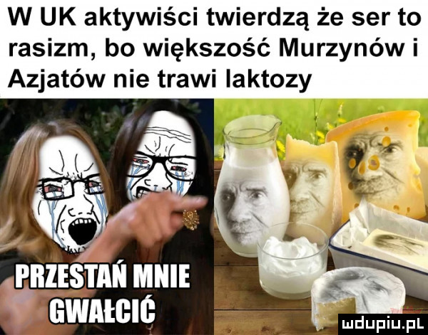w uk aktywiści twierdzą że ser to rasizm bo większość murzynów i azjatów nie trawi laktozy