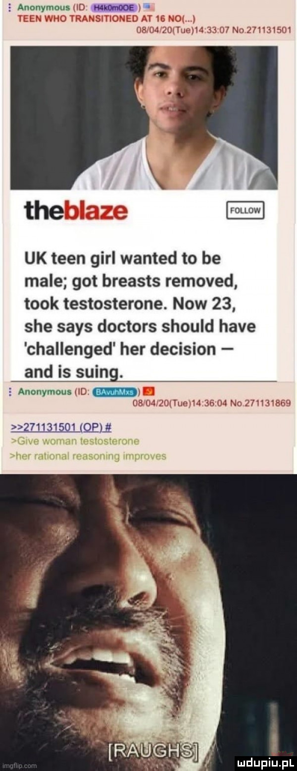 e anonymousﬂd mm w lam     jak lill      hh ih  t n nj n fm hhhh tm. rouow uk tlen gill wanted to be male got breasts removed tłok testosterone. now    sie saks doctors should hace challenged her decision and is sling. e anonymouswm hr tm. nw hr ym rm           q p mdupiapl