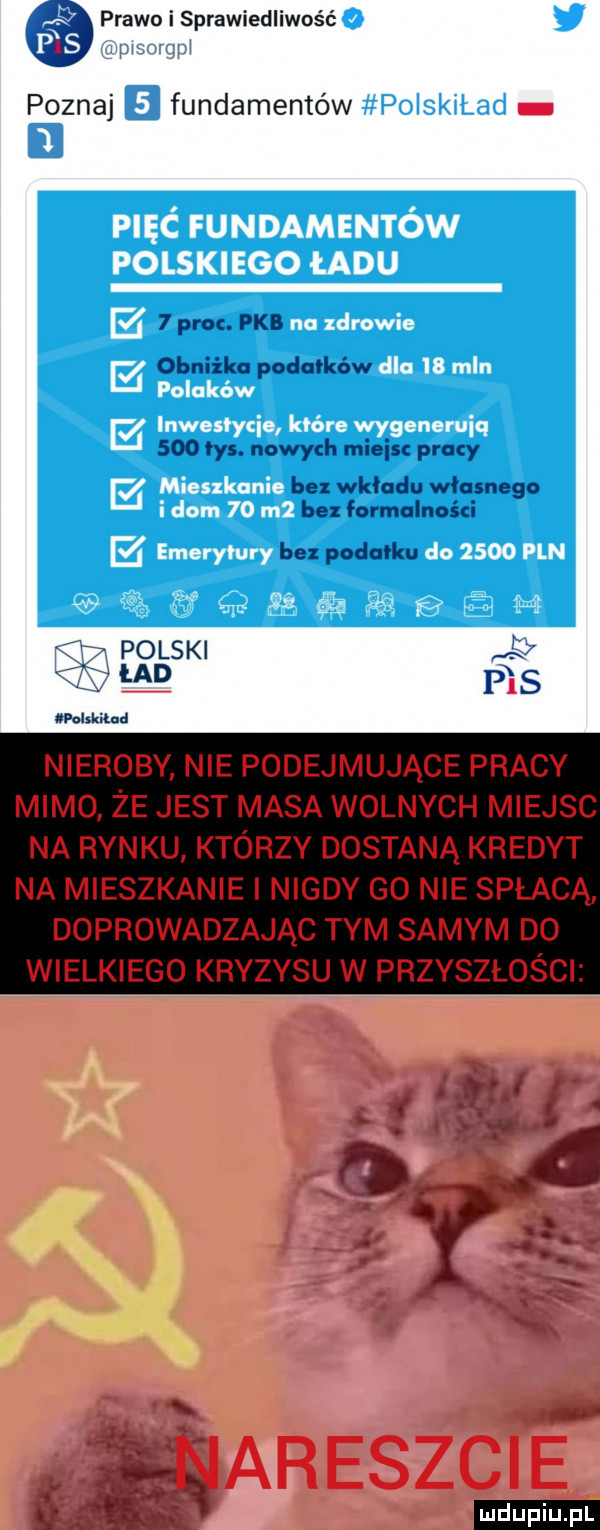 prawo i sprawiedliwość poznaj fundamentów   proc. pkb obniżka podatków     rys. nowych miejsc pracy bez wkładu własnego bez formalności bez podanku pes eklama f