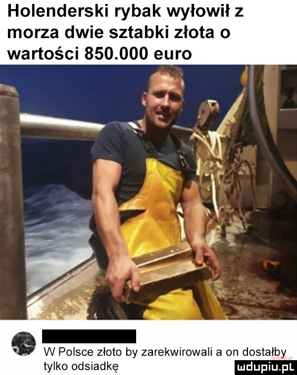 holenderski rybak wyłowił z morza dwie sztabki złota o wartości         euro w polsce złoto by zarekwirowali a on dostałby tylko odsiadkę