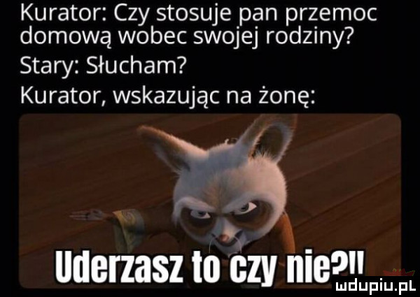 kurator czy stosuje pan przemoc domową wobec swojej rodziny stary słucham kurator wskazując na żonę ﬂbfzasz ii czy     qal