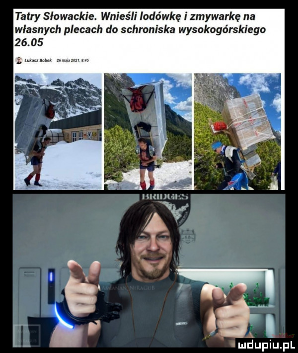 tatry słowackie. wnieśli lodówkę zmywarkę na własnych plecach do schroniska wysokogórskiego   .    j w. abakankami it ł man