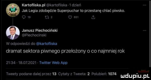 knmmisklpl kanalnska nam jak legia zdobędzie superpuchar o przestanę chlać piwsku o    m o l janus piechociński flechonnskx w odpuwuedu do wma dramat sektora piwnego przełożony o co najmniej rok      te         tamar wsh ann tweety podane dam przez    cylaly z tweets   wumen