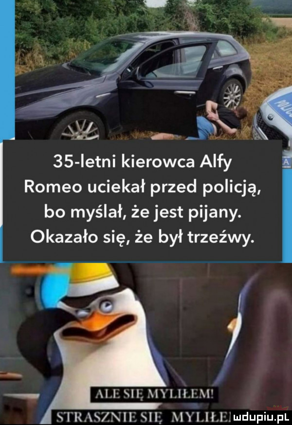 istni kierowca alfy romeo uciekał przed policją bo myślał że jest pijany. okazało się że był trzeźwy. au   lylh i l myl h l f