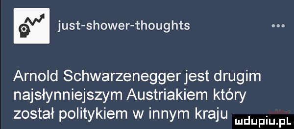 just shower thoughts arnold schwarzeneggerjest drugim najsłynniejszym austriakiem który został politykiem w innym kraju mnpm fl