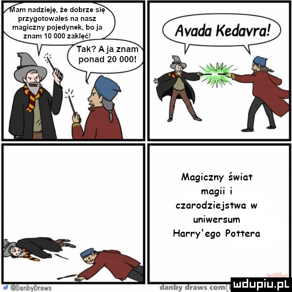 ze dobrze się przygotowales na nasz magiczny pojedynek be i znam  a uuu zaklęć tak aja znam ponad        adada kedavra magiczny świa magii i czarodziejska w uniwersum harry ego femara mm mdufiu pl