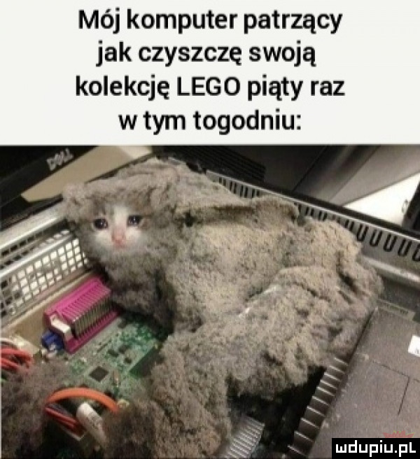 mój komputer patrzący jak czyszczę swoją kolekcję lego piąty raz wtem tygodniu