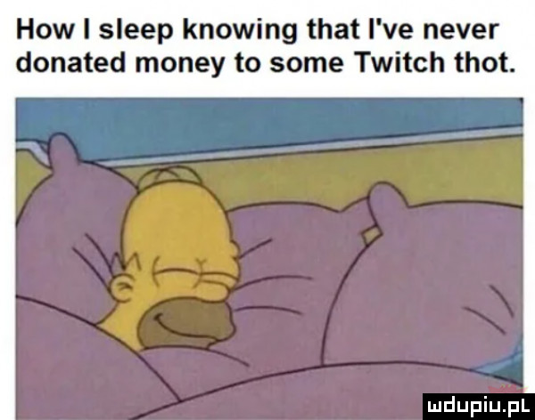 howl sleep knowing trat i ve neper donated monzy to some twitch thot