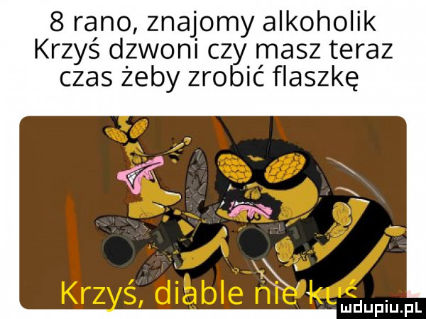 rano znajomy alkoholik krzyś dzwoni czy masz teraz czas żeby zrobić flaszkę