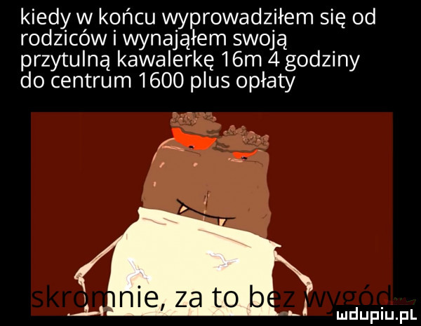 kiedy w końcu wyprowadziłem się od rodziców i wynająłem swoją przytulną kawalerkę   m   godziny do centrum      plus opłaty