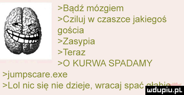 bądź mózgiem czipuj w czaszce jakiegoś gościa zasypia teraz   kurwa spadamy jumpscare. exe loi nic się nie dzieje wracaj spaéﬂ