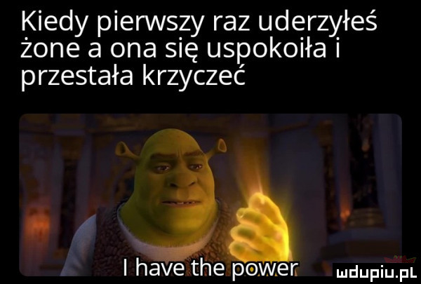 kiedy pierwszy raz uderzyłeś żone a ona się uspokoiła i przestała krzyczeć i hace tee power