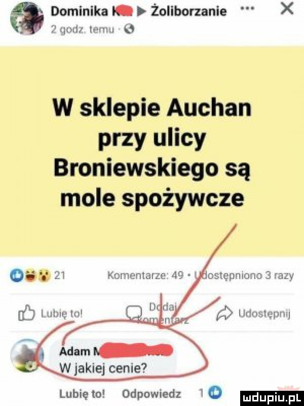 dominika i. żoliborzanie x i leem u w sklepie auchan przy ulicy broniewskiego są mole spożywcze div   koma merge at cam nmmcsrasy w jakiej cenie lunięto. odpowiedz