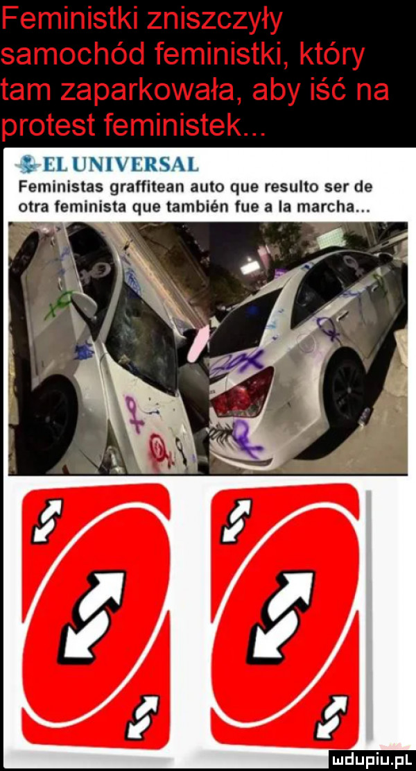 k feministas granitean auto que resulto ser de otra  eminista que también fce a la marcha. abakankami