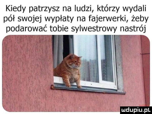 kiedy patrzysz na ludzi którzy wydali pół swojej wypłaty na fajerwerki żeby podarować tobie sylwestrowy nastrój mdupiupi