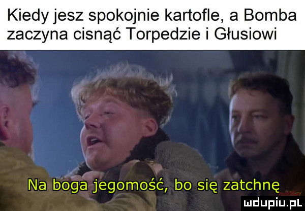 kiedyjesz spokojnie kartofle a bomba zaczyna cisnąć torpedzie i głuskowi. na boga jegomość bo się zatchnę