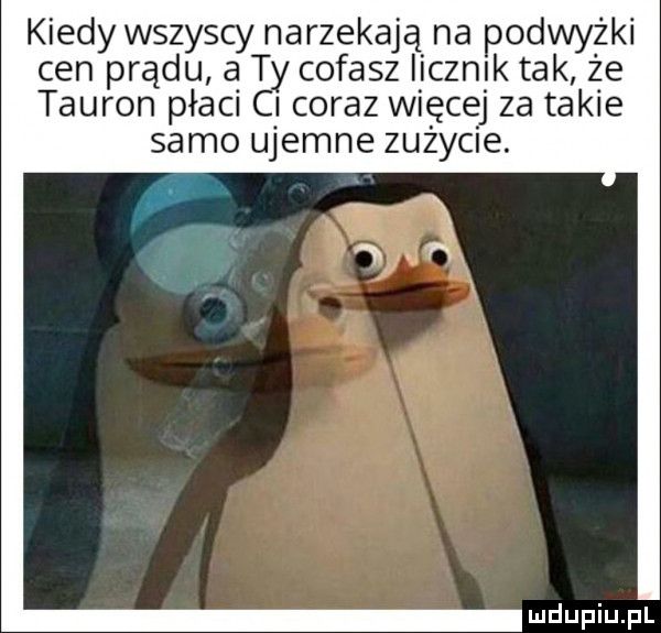 kiedy wszyscy narzekają na podwyżki cen prądu a t cofasz licznik tak że tauryn płaci coraz więcej za takie samo ujemne zużycie